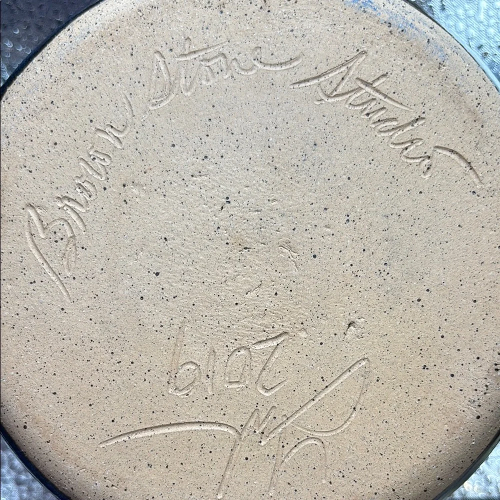 Brown Stone Studio Blue Pottery Batter‎ Bowl Signed & Dated